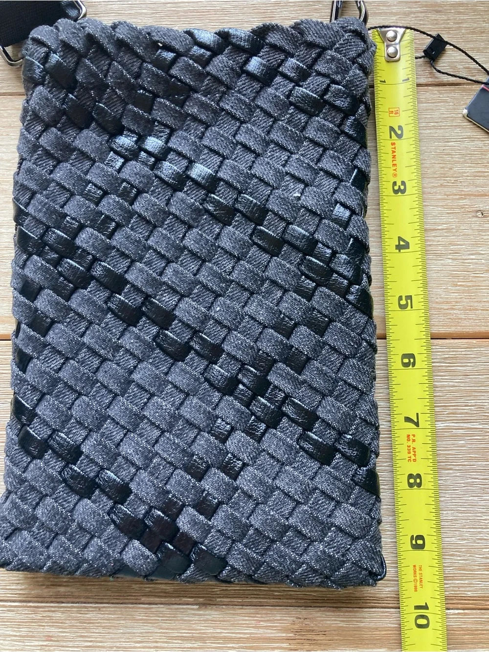 Haute Shore Shay Noir Woven Cell Phone Crossbody Bag Black Metallic NWT